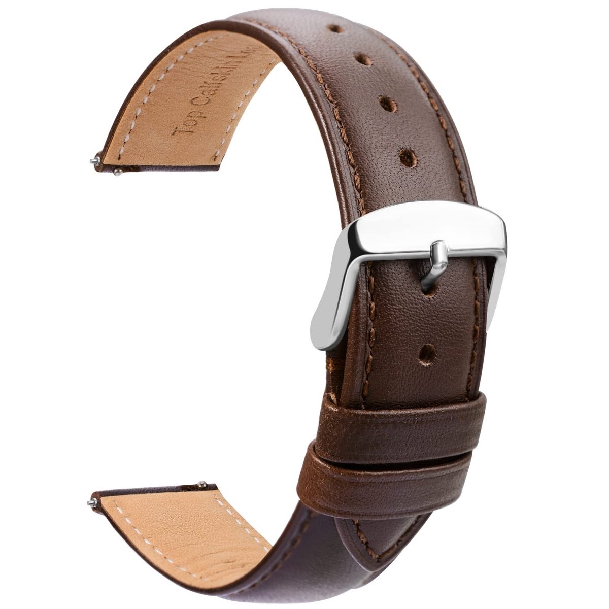 Omgoods - Leren Horlogeband 20 mm, Bruin met Snelle Bevestiging