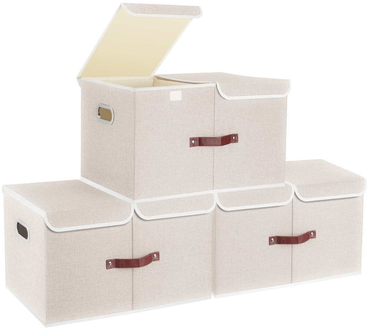 Omgoods - Set van 3 Extra Grote Opbergdozen met Deksel en Vakken