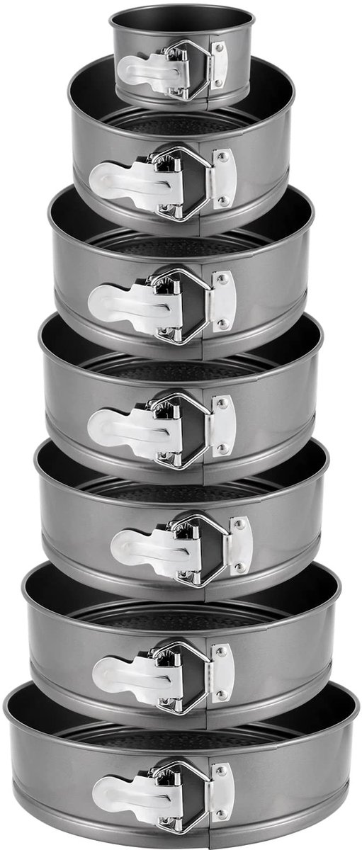 Omgoods - 7-delige Springvorm Set - Antiaanbak Cake Tins met Afneembare Bodems