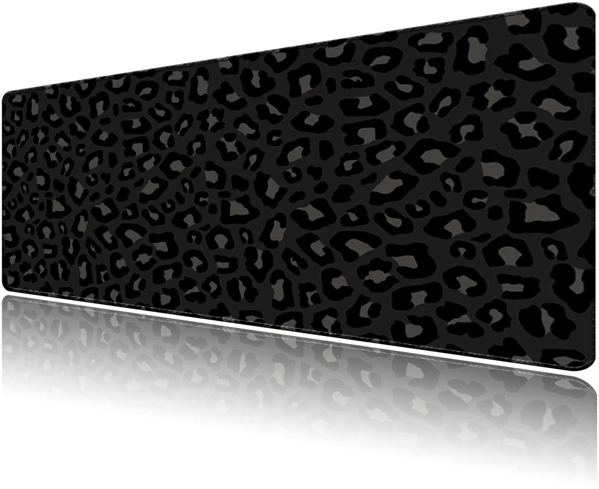 Omgoods - Grote Gaming Muismat met Non-Slip Basis en Stikte Randen - Zwart Panterprint