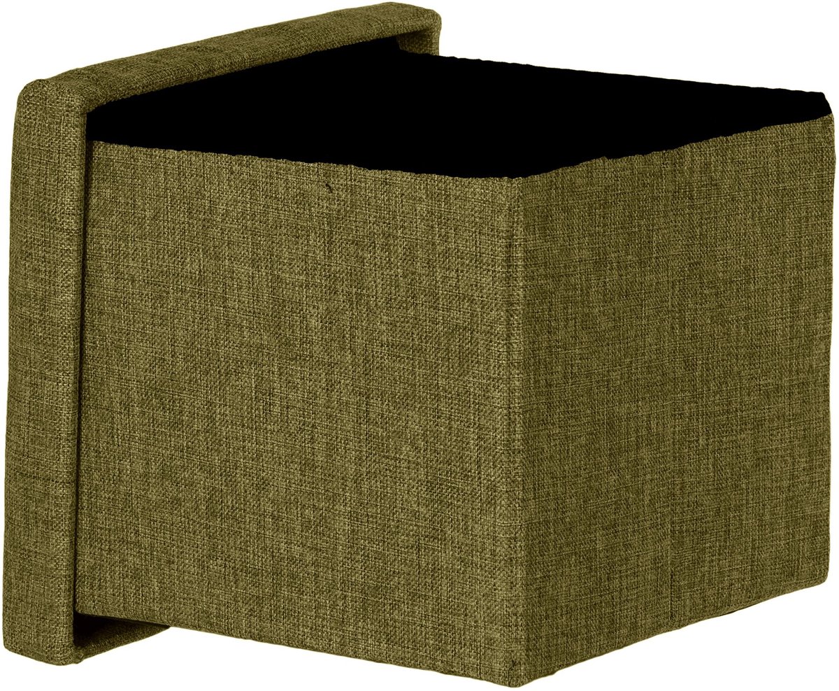 Omgoods - Opbergpoef met Opbergfunctie en Zachte Zitting - Groen 30x30x30cm