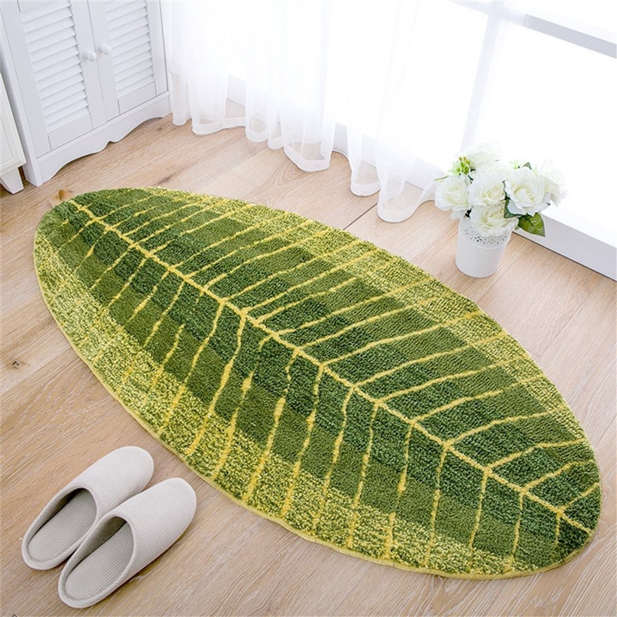 Omgoods - Antislip Badmat met Palmbladpatroon 45 x 75 cm