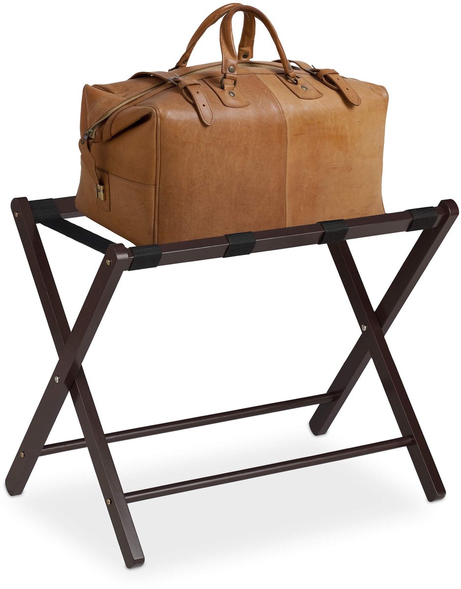 Omgoods - Houten Vouwbare Kofferstandaard voor Hotel en Thuis, Bruin