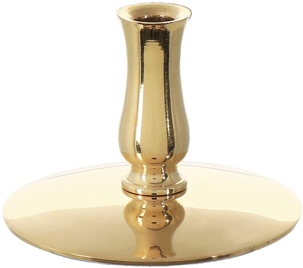 Omgoods- Kaarsenhouder Goud - Kandelaar voor Dunne Kaarsen tot Ø6,7mm - Stevig Messing - Hoogte 34mm - Diameter 50mm - Handgemaakt