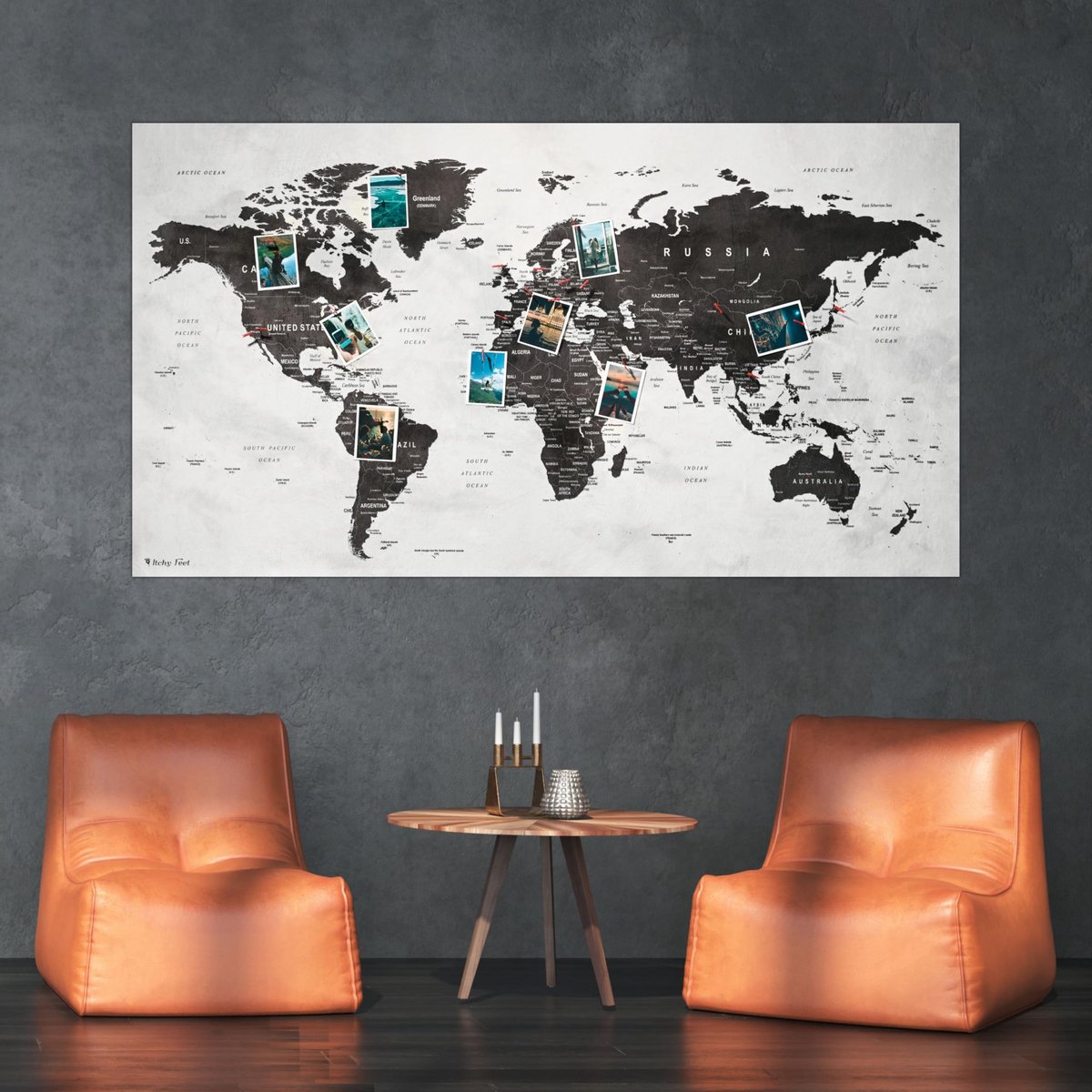 Omgoods - XXL Wereldkaart Pinbord 130 x 70 cm - Decoratieve Reiskaart met 20 Vlaggenpins