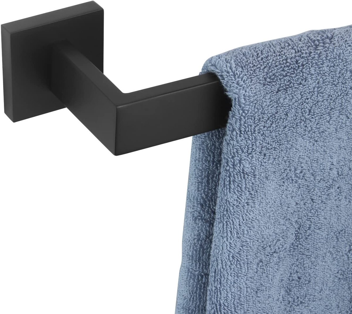 Omgoods - Wandgemonteerde Handdoekhouder van RVS met Mat Zwarte Afwerking