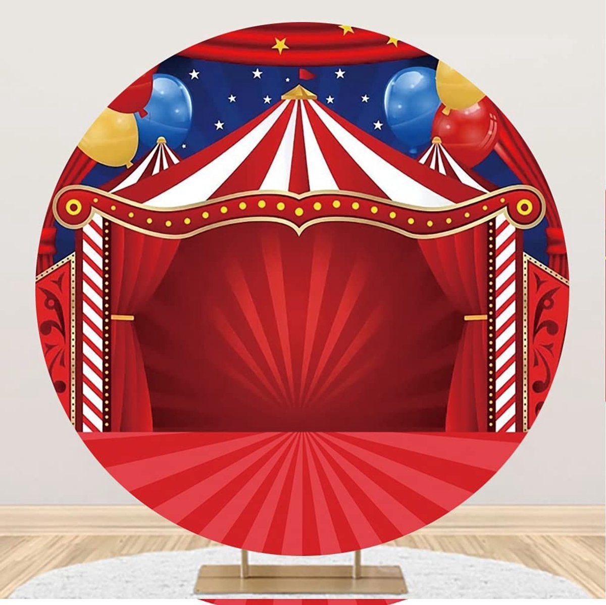 Omgoods - Circus Thema Fotografie Achtergrond 200cm Rood met Strepen
