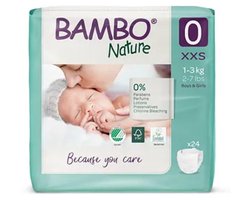Bambo Nature Luiers Maat 0 (1-3 kg) - 24 stuks