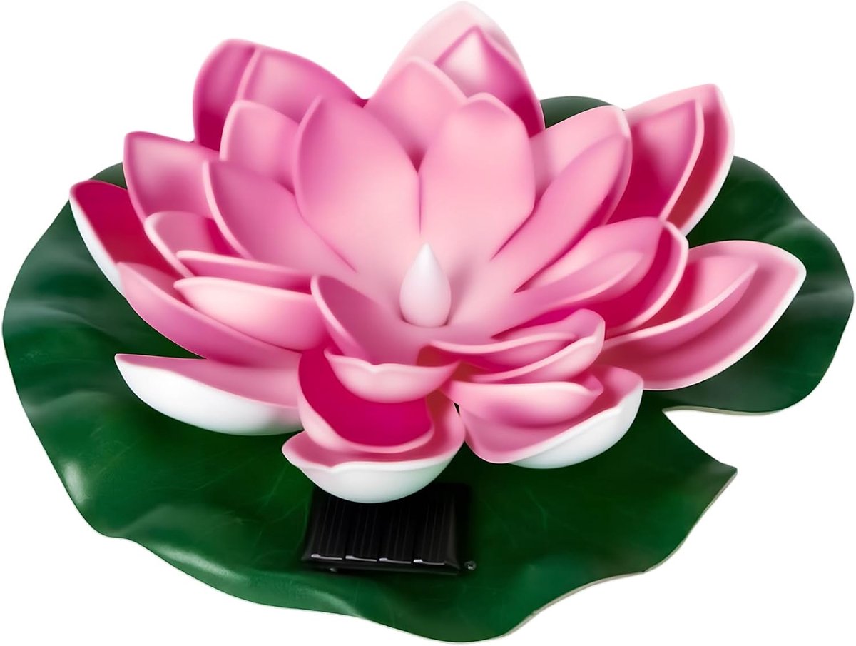 drijvende waterlelie, lotuslantaarn 17,5x6cm, drijvende lotusverlichting, solarlampen voor buiten, zonne-lotusbloesem, kunstmatige waterlelies (Roze)