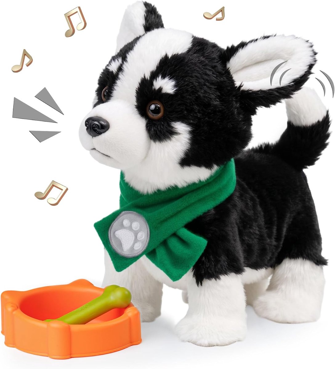 KIDS Interactief hondenspeelgoed voor kinderen, 6 muziek, loophond met geluidsbesturing van lopen en blaffen, spraakbesturing, speelhond, kinderspeelgoed vanaf 2, 3, 9, pluche huisdieren