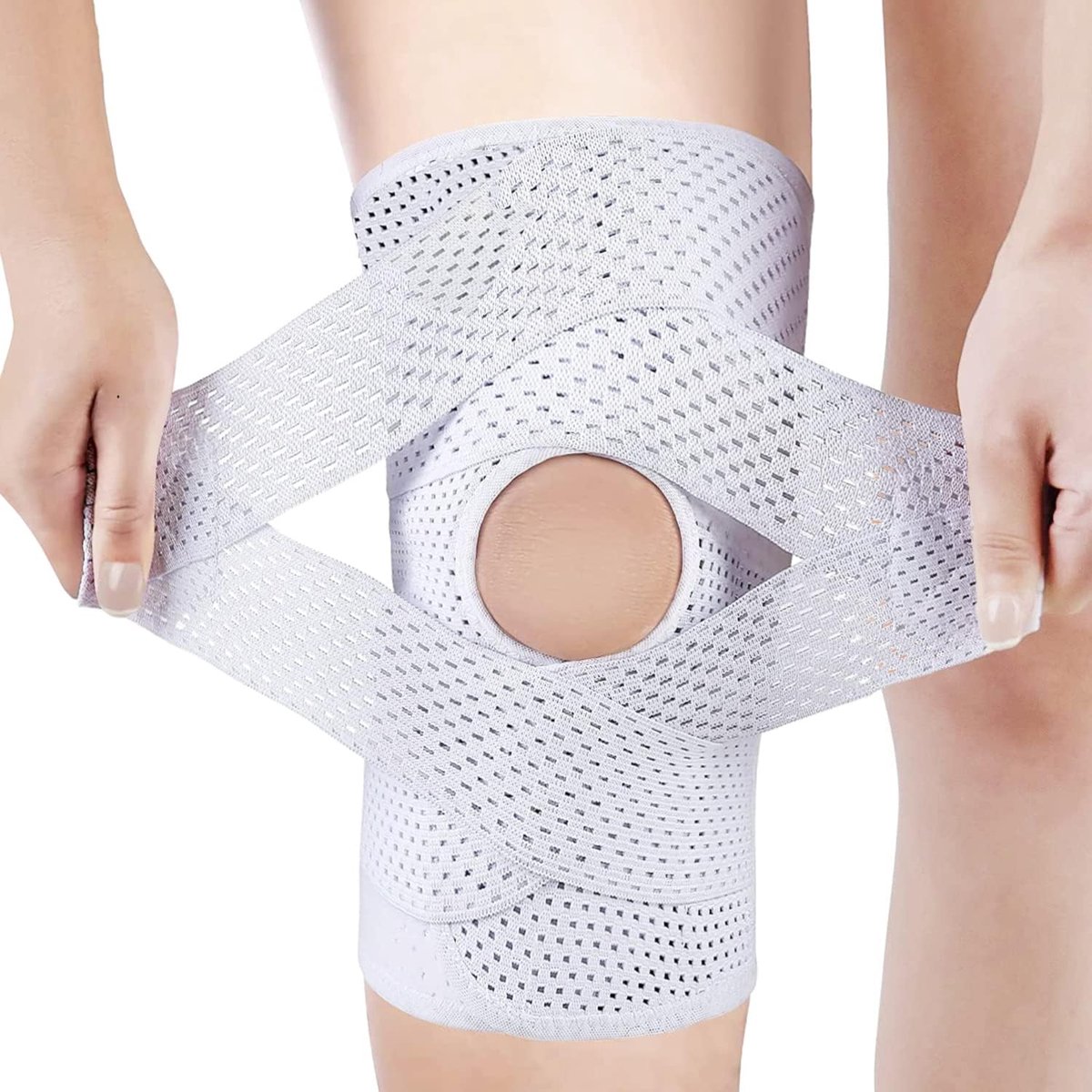 kniebrace, pijnverlichting en wondherstel, kniebandage voor volwassenen, plus size, verstelbare anti-slip knieondersteuning geschikt voor mannen en vrouwen (wit, XL)