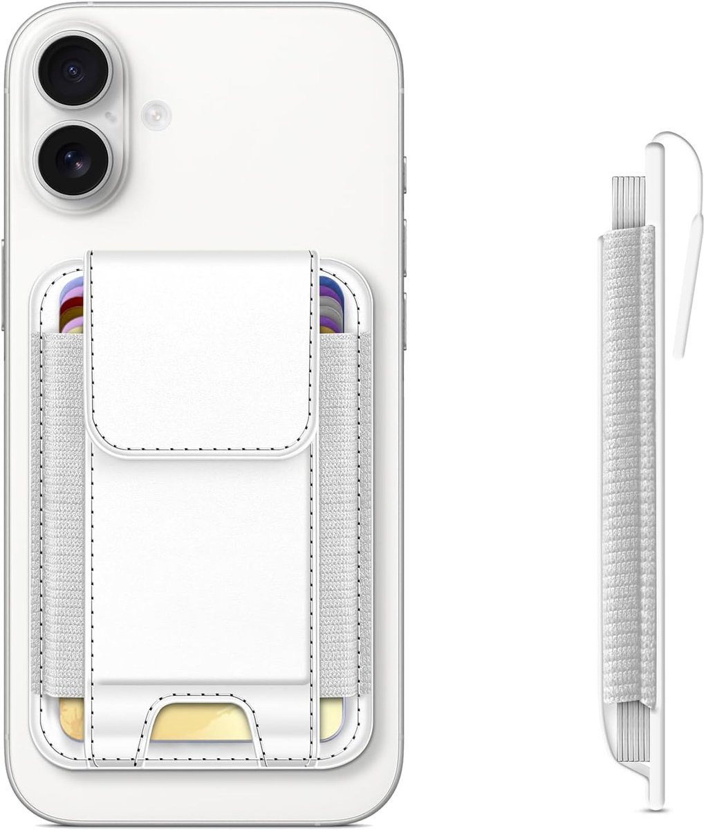 Magsafe Wallet, magnetische kaarthouder voor iPhone 16/15/14/13/12-serie, geschikt voor 6 kaarten, veilige RFID-blokkering, slanke wallet-creditcardhouder voor dames en heren,, wit, 3.7X2.5