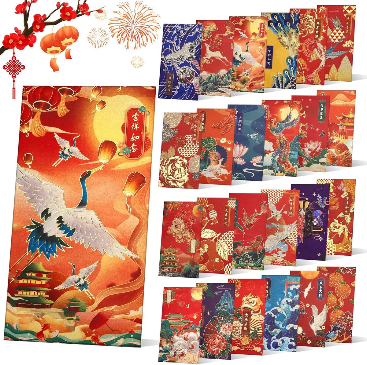 12-delige Chinese New Year rode enveloppen, 2021 Nieuwjaar gelukszakjes Chinese lentefeest rode geldzakjes voor Kerstmis, Nieuwjaar, verjaardag en bruiloft (48)