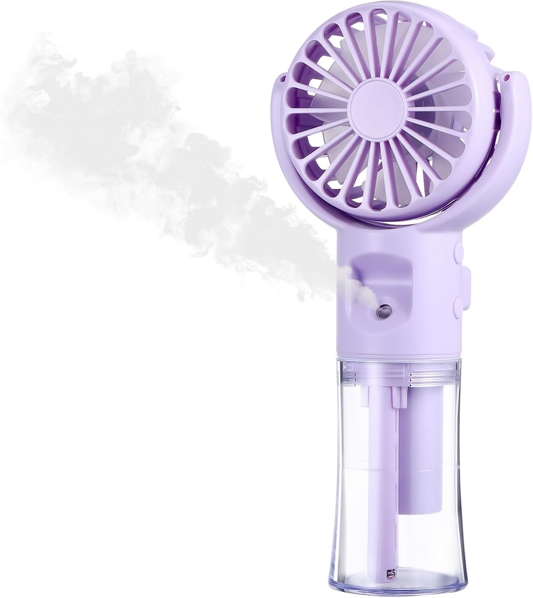 elektrische handventilator met watermistspray, mini USB-handventilator oplaadbaar met 4 snelheden, batterij aangedreven kleine handventilator voor vakantie, kantoor, buiten, reisaccessoires
