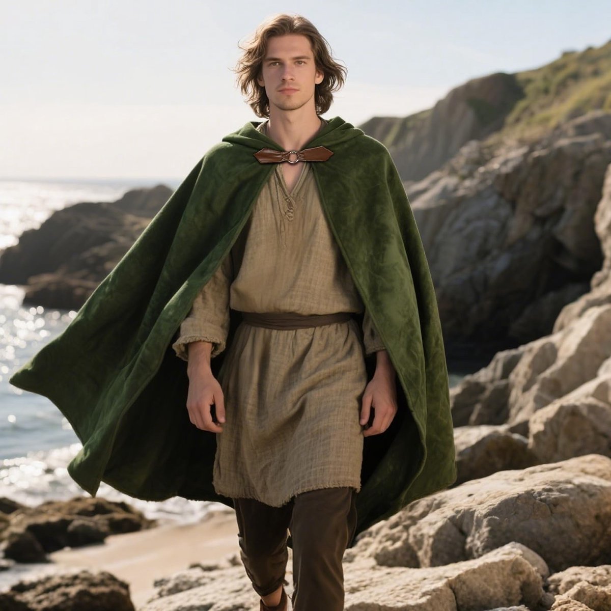 Renaissance Fluwelen Cape met Kap voor Halloween, Middeleeuwse Kostuums en Hobbit Thema's