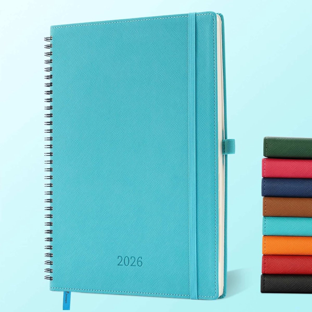 2026: Weekagenda A4 Schoolagenda 29 x 21,7 cm 12 Maanden van Jan.2026 tot Dec.2026, Planner 2026 Met 100 Grams Papier Zachte Spiral Binding Kaft PU Leren Lichtblauw