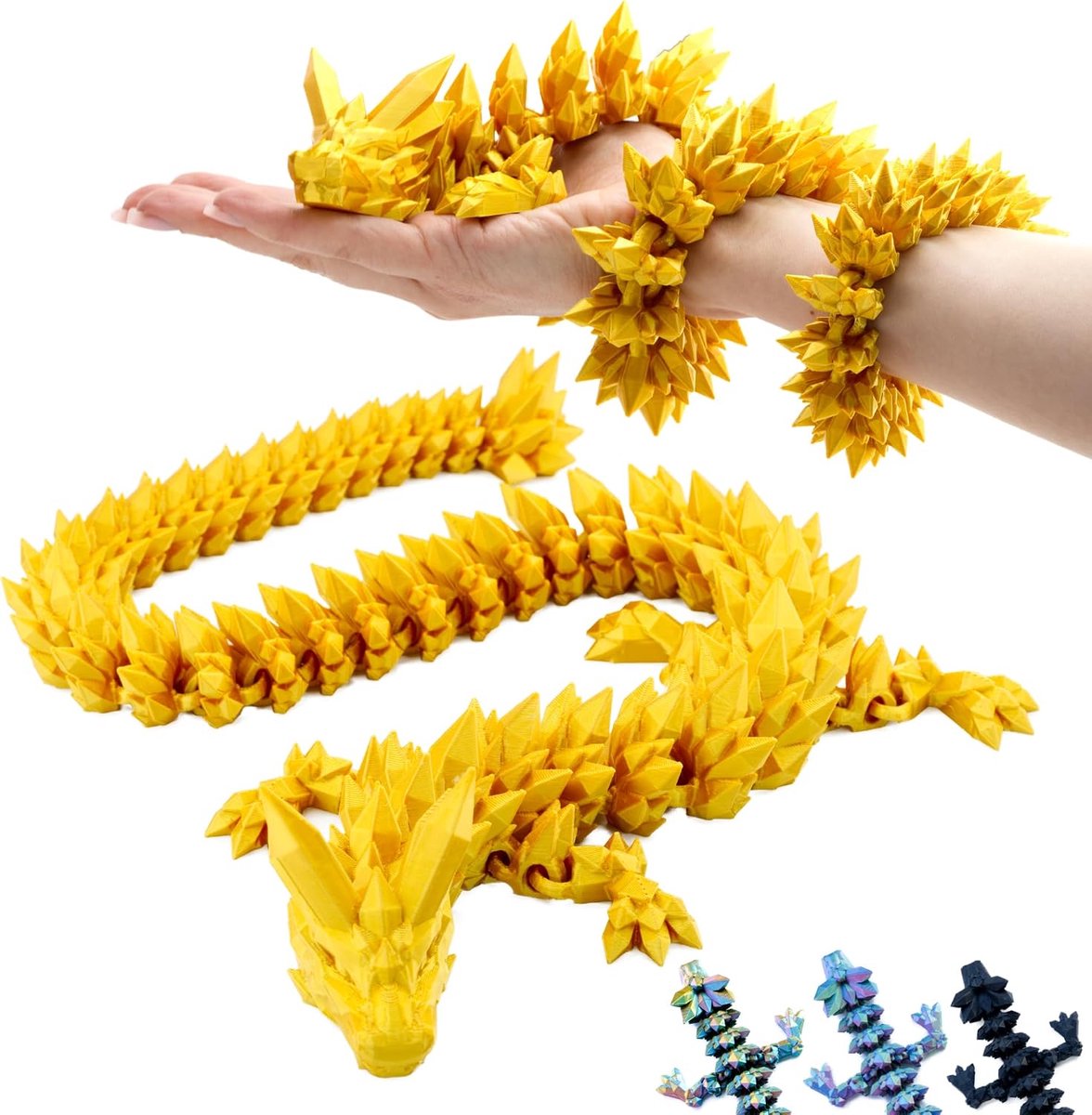 3D Decoratief Draakbeeld – 60 cm Goud Verzamelobject met Verstelbaar Decoratief Element (14+)