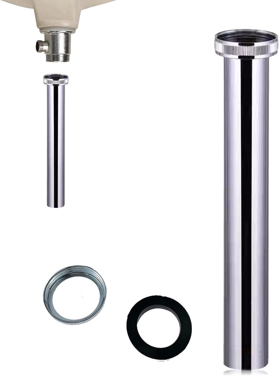 dompelbuis voor sifon 30 cm, verlengbuis, geleverd met een moer, een afgedichte rubberen afdichting, rechte spoelbuis, verlengde spoelbuis, toiletaccessoires