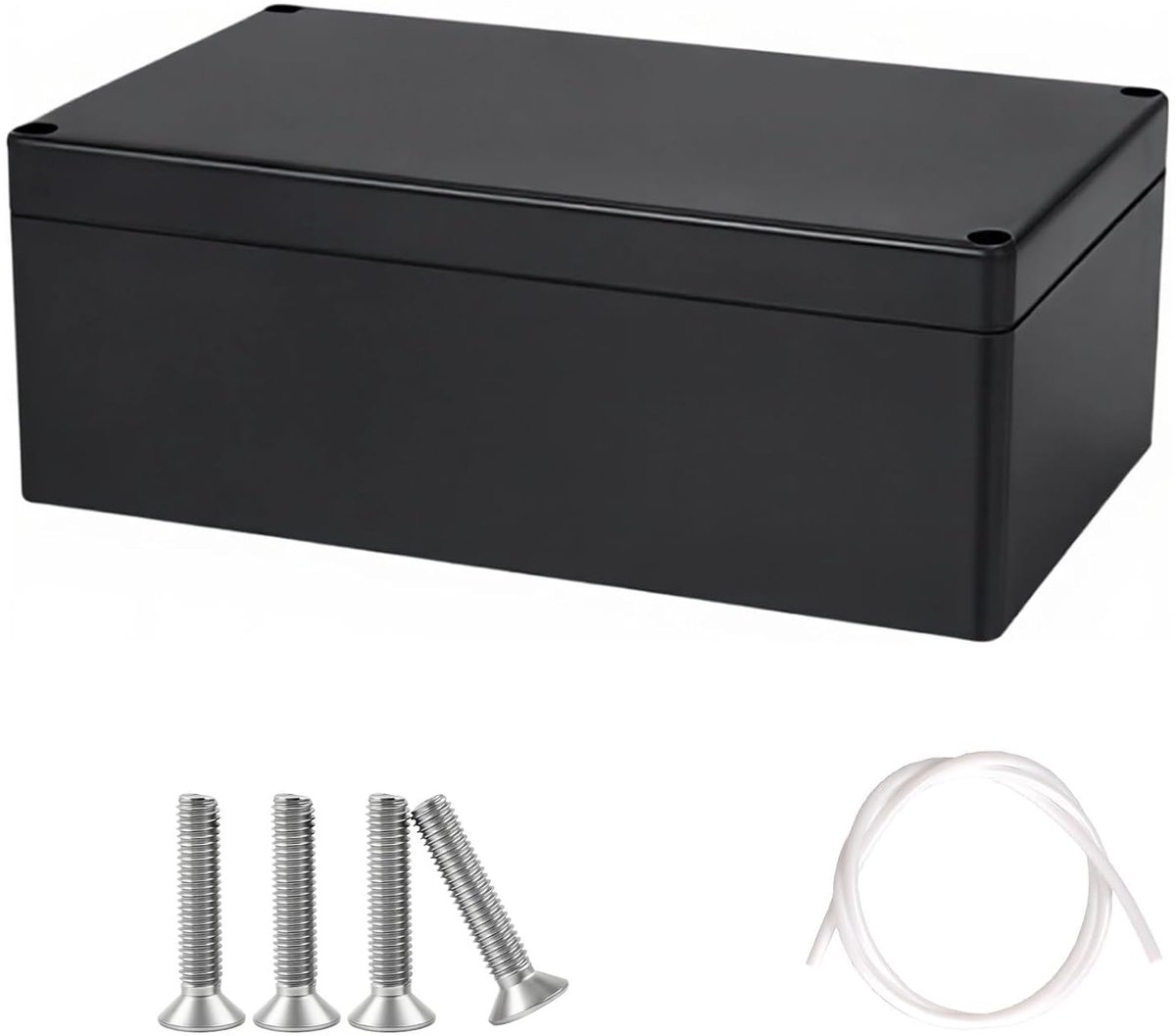 waterdicht, elektronische behuizing kunststof, ABS-kabelbehuizing verdeelkast, verdeeldoos stofdicht weerbestendig, voor doe-het-zelf stroomaftakdoos, 200 x 120 x 75 mm, zwart