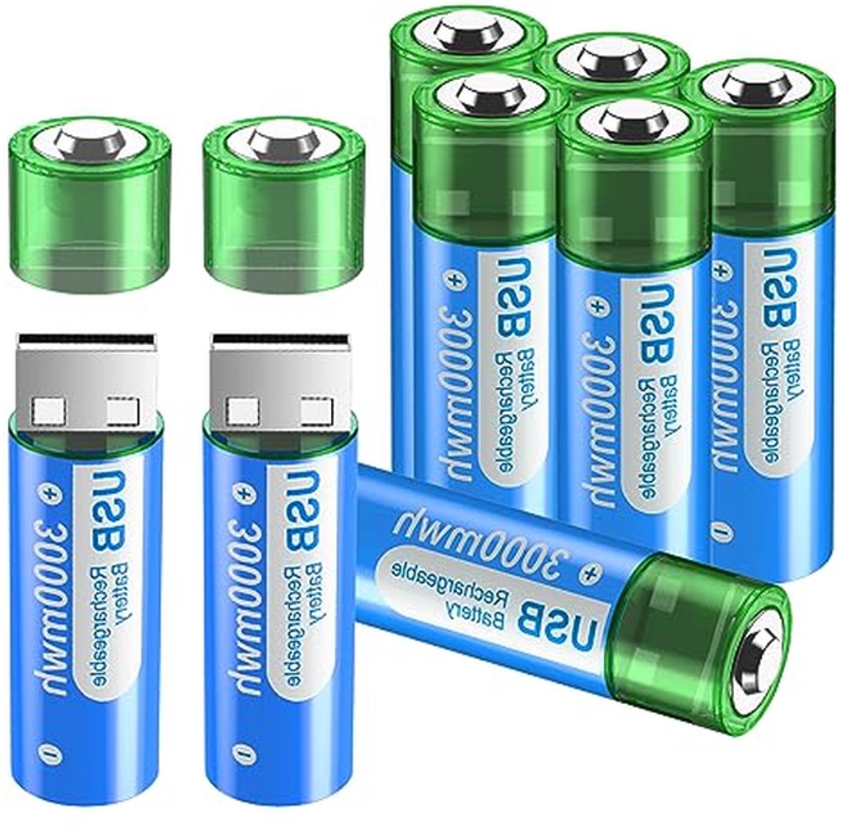 AA Batterijen USB Oplaadbaar - Lithium Mignon Batterij - Apparaten Voeden - Direct Oplaadbaar via USB - 15 Volt - Zwart