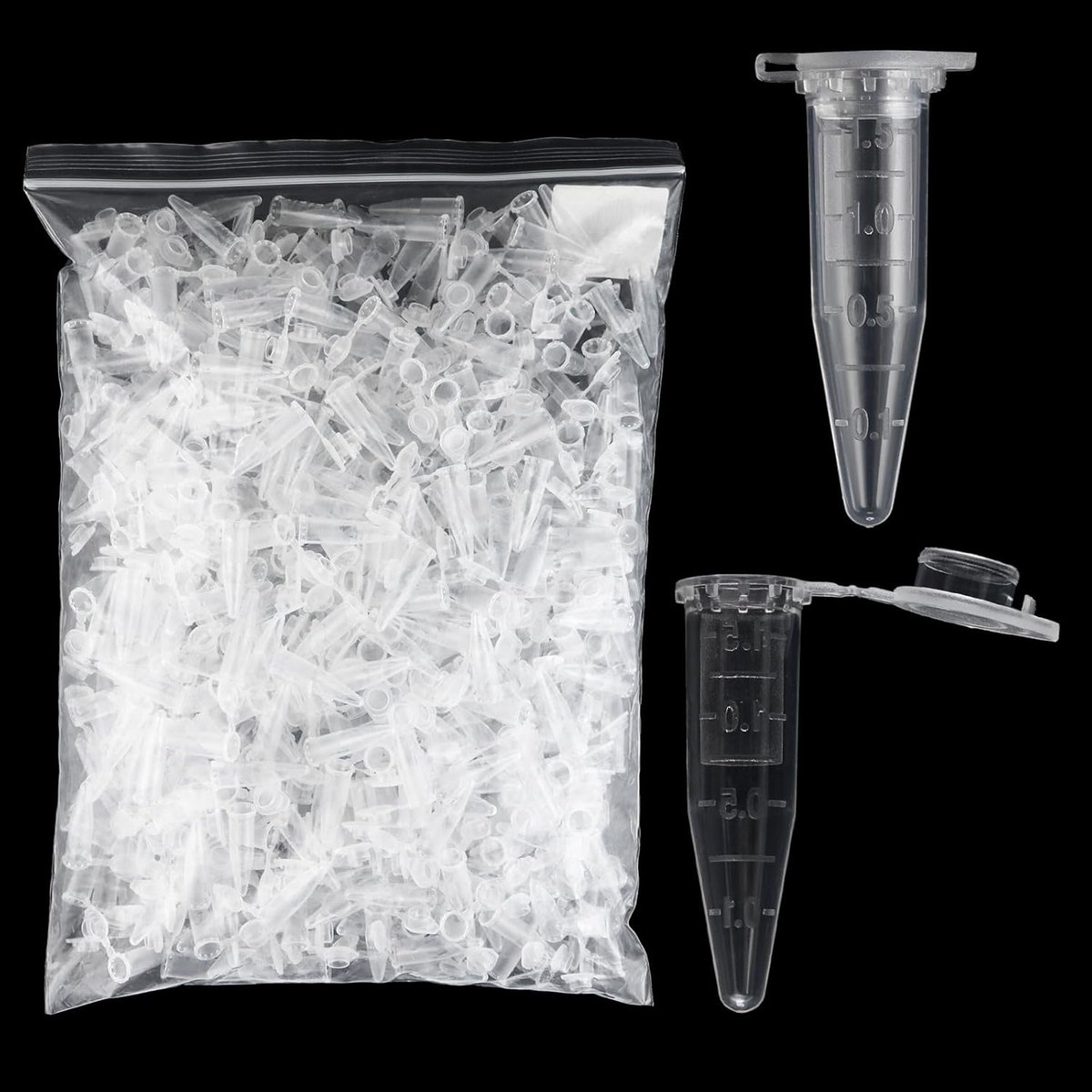 Centrifugebuisjes, 1,5 ml, reactievaten, stoffen capsules, monsterbuisjes, kunststof centrifuge, reageerbuisjes, reageerbuisjes, reactievat, monsteropslag, vial, met snap-dop, transparant