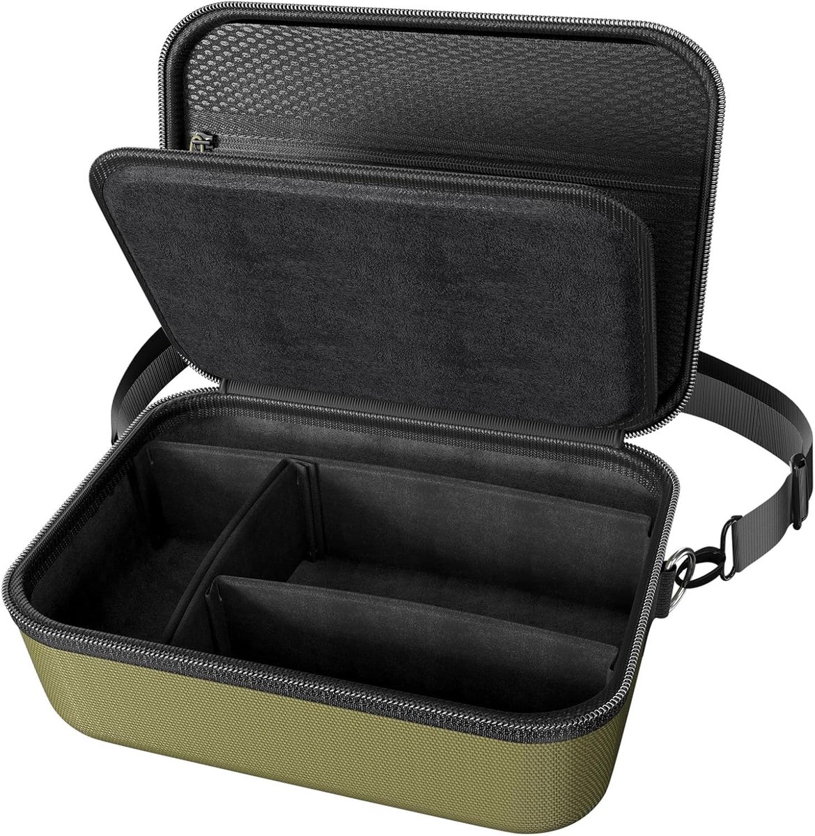 Hard Shell cameratas voor Canon Rebel T7/EOS R100/R50/DSLR/SLR/Nikon/Sony/spiegelloze camera's, zachte gewatteerde digitale camera reistas met 1 schouderriem en 3 verstelbare verdelers -groen