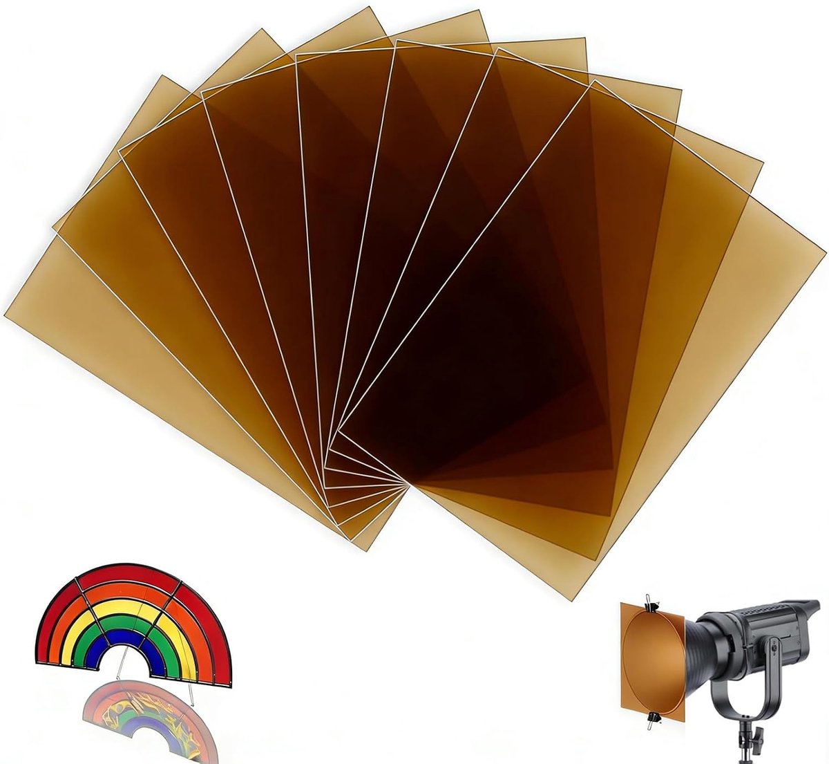 8 stuks lampfolie, rookgrijs, hittebestendige kleurfolie voor ledlampen en studioflits, A4 kleurfilter kleurcorrectie, folie rookgrijs transparant, kleurfolie voor foto, video en doe-het-zelf