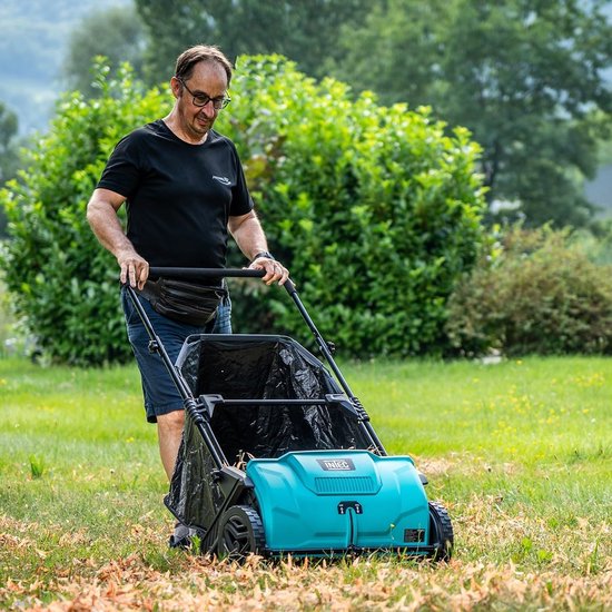 SnelShoppen - Mechanische Blad- en Grasveger 100L - Handmatige Tuinveger met 530 mm Werkbreedte en 2 Draaiende Borstels - Lichtgewicht en Geluidsloos — afbeelding 2