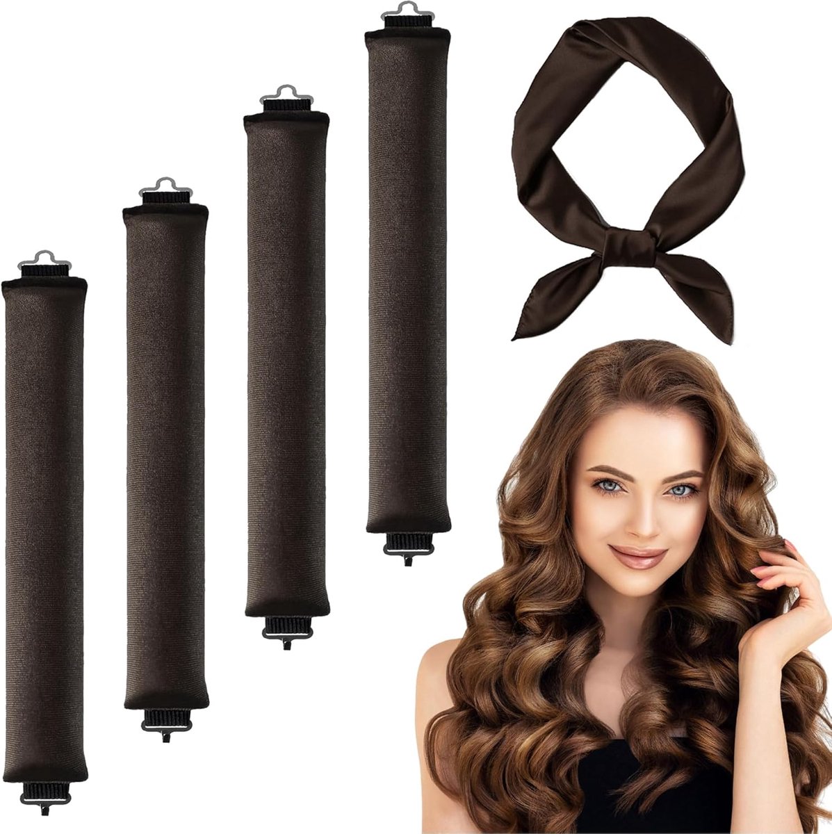 Krulspelden met Haarsjaal voor Vrouwen - Nachtelijke Blowout Krulspelden voor Grote Krullen DIY Haarstyling Tools