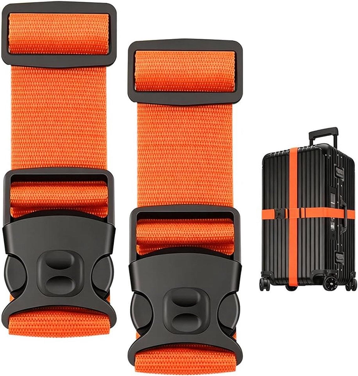 2 stuks, oranje, opvallend, verlengde kofferriemen, maximaal 200 cm