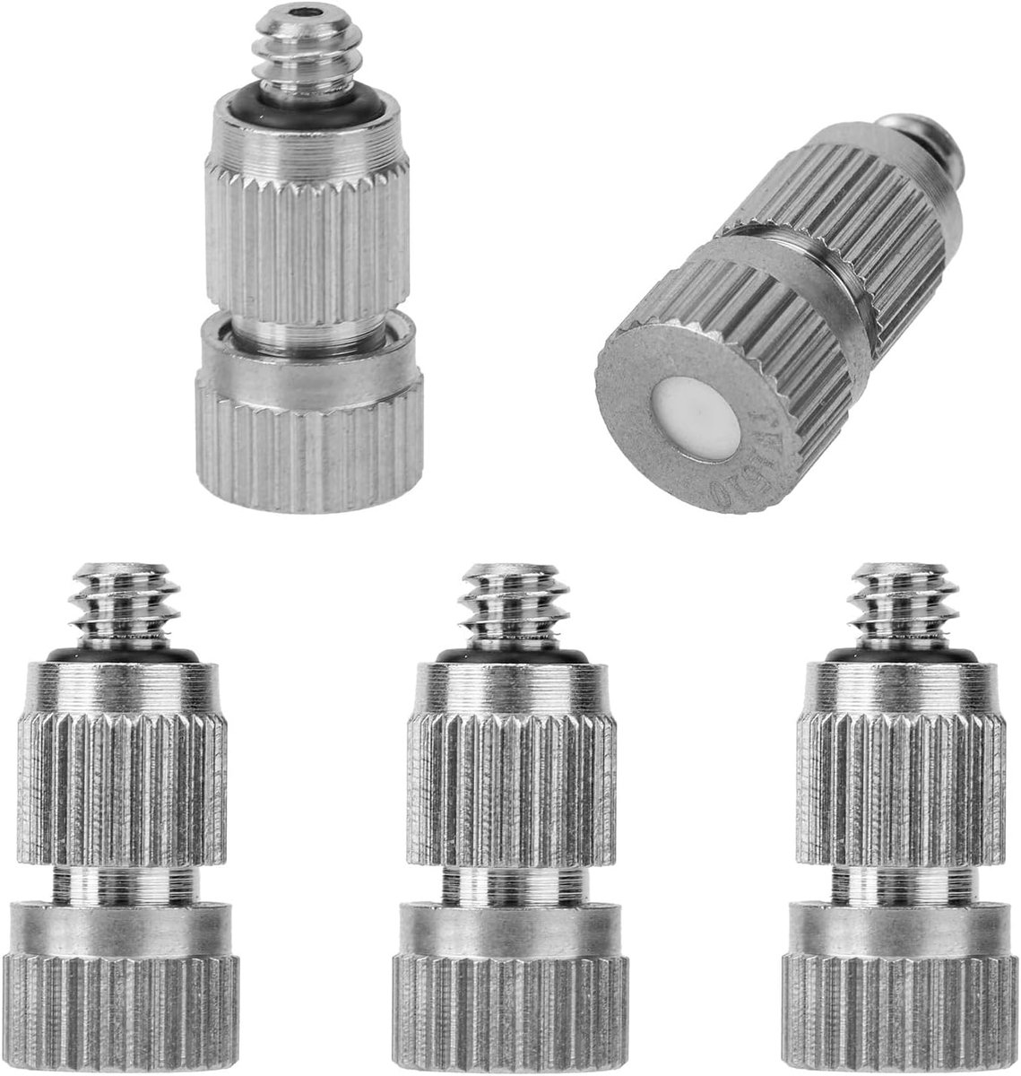 5 Stuks Messing Nevelsproeiers, 0,15 mm Opening Vervangingssproeiers Hogedruksproeikoppen voor Kassen Landschapsarchitectuur Buitenkoelsystemen, 3/16" Schroefdraad