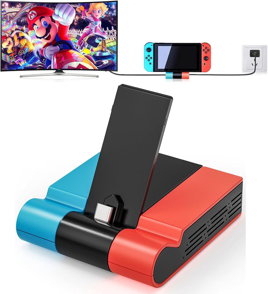 Switch TV Dock – opvouwbaar dockingstation voor Nintendo Switch/Switch OLED, draagbaar type C-switch-station met HDMI-adapter en USB 3.0-poort