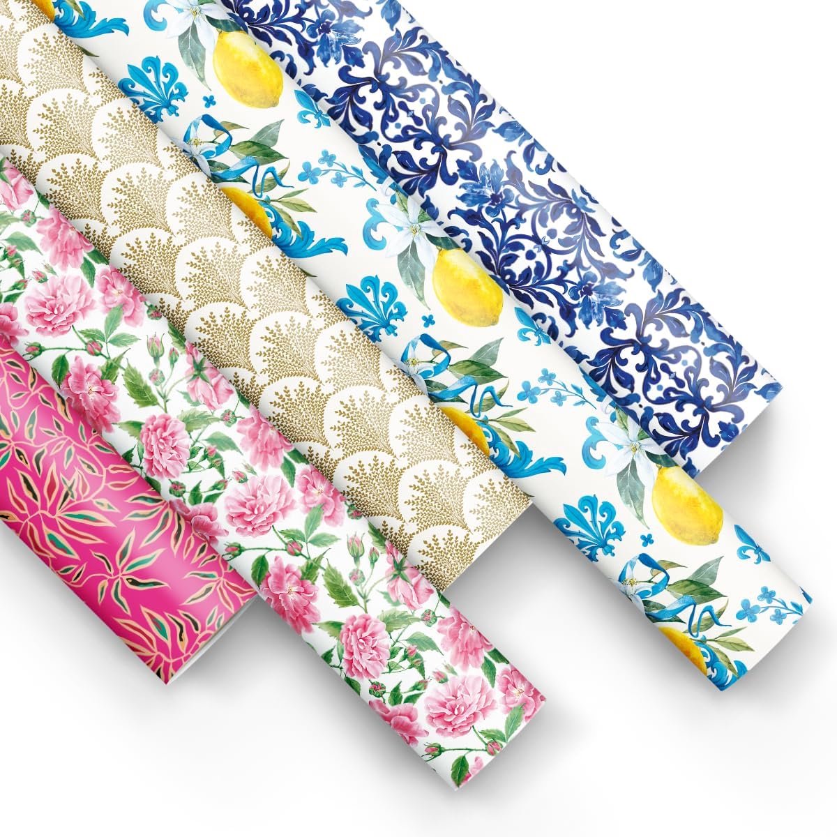 - Inpakpapier 200x70cm - 5 rollen | Mix van 5 dessins | Elegante cadeaupapier voor verjaardagen, bruiloften, babyshowers, feestjes en cadeaus - Diverse vegetatie