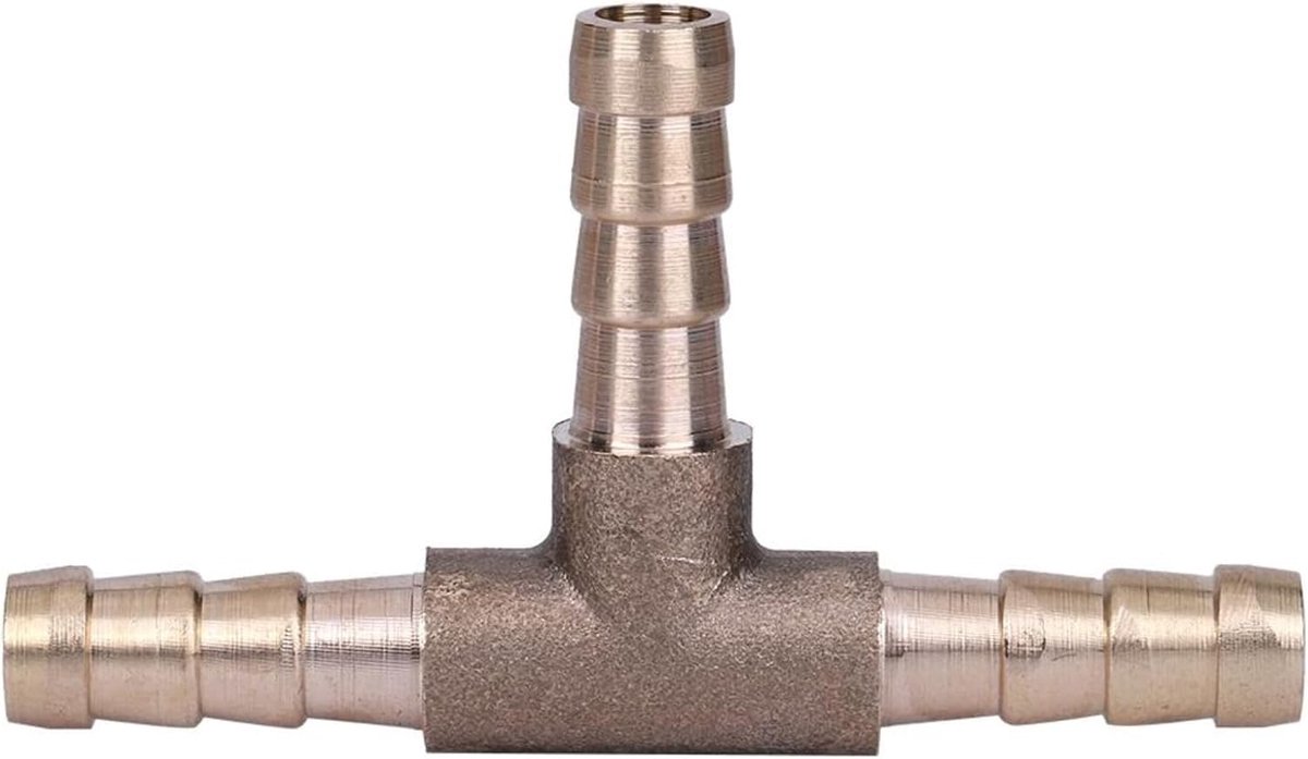 3-weg slangverbindingsstuk, messing T-stuk 3-weg brandstofslangverbindingsstuk voor persluchtolie-gasleiding(6mm)