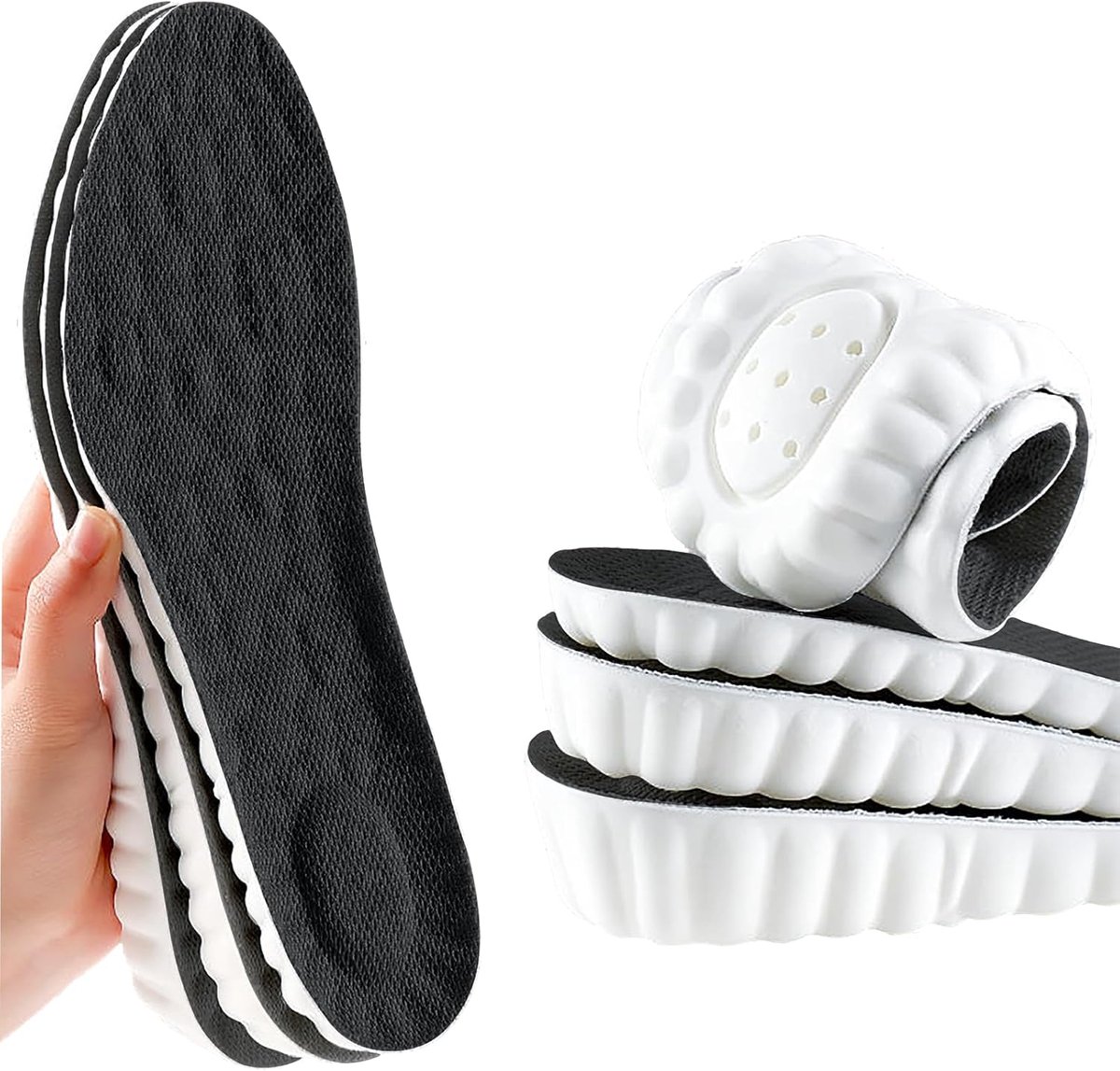 Inlegzolen om de hoogte te verhogen, zachte memory-schuim schoeninlegzolen voor dames en heren, comfortabele hief-lift inlegzolen, ademend, schokabsorberend, hielkussen (Zwart 2.5CM, 39.5-42EU)