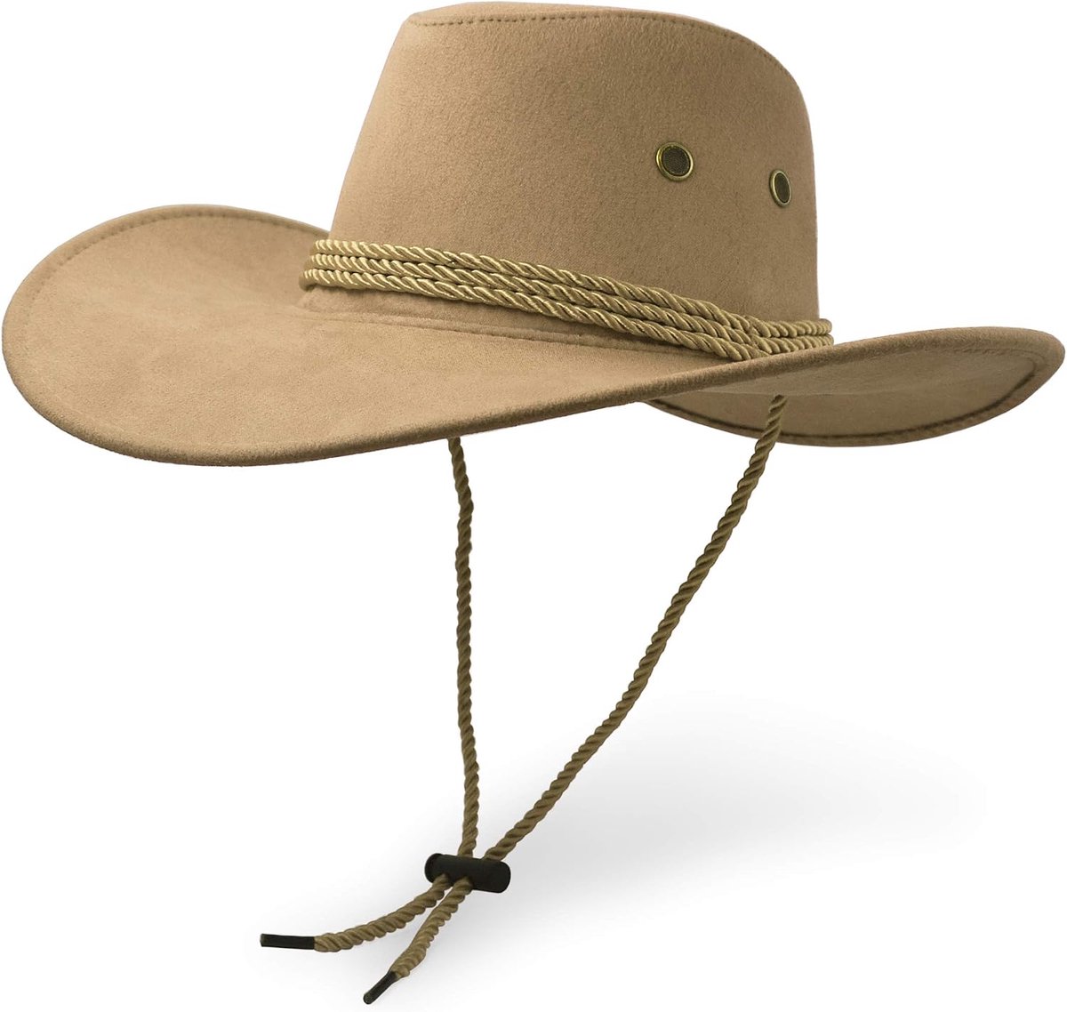 Cowboyhoed, zonnehoed, kunstleer, suède, reispet, westernhoed, buitenzonbescherming