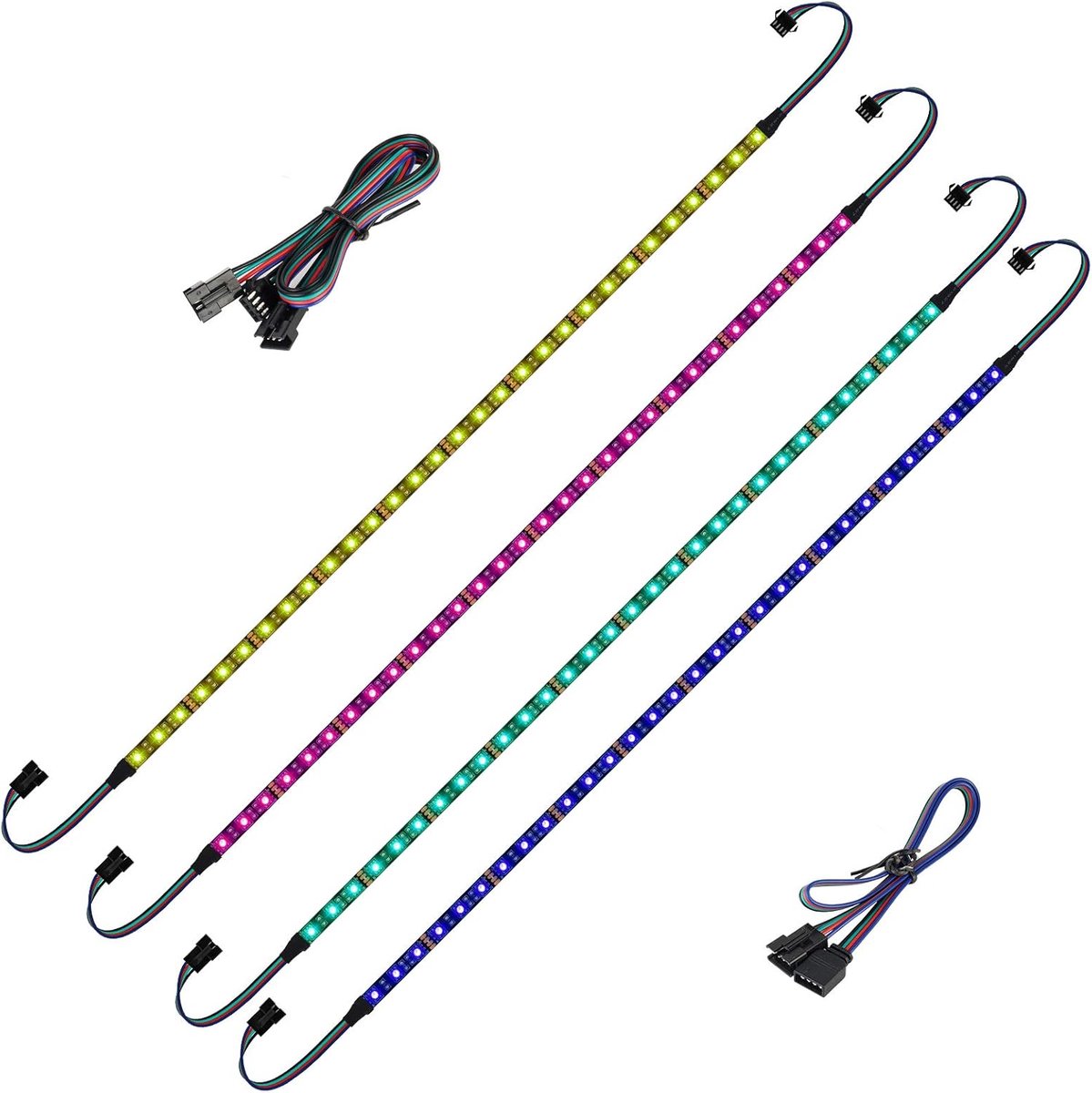 LED RGB PC Lichtstrip 4 Stuks 19 in 5050 LED Strip Voor 12V 4-Pin Stekker - Compatibel Met ASUS Aura Sync, Gigabyte Fusion, MSI Mystic Light