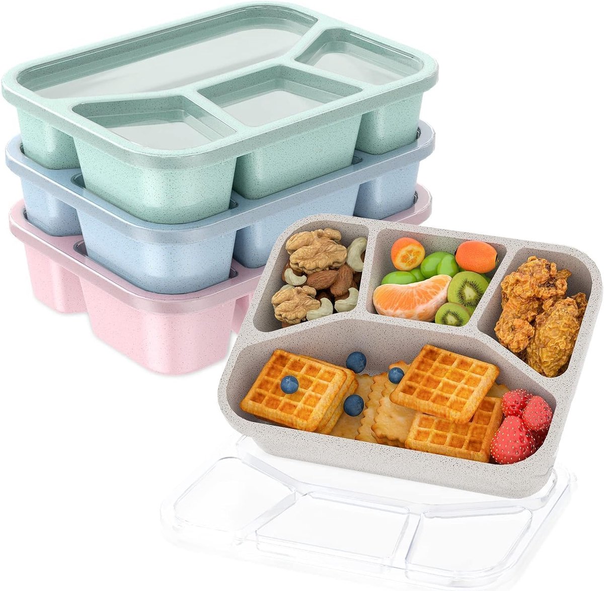 Lunchbox 4 Set Volwassenen Bento Box Met Vakjes Lunchboxen Broodbox Snackbox Ontbijtbox Maaltijdbox Boterbroodbox Vesperbox Ontbijtsnackbox | Lunchbox herbruikbare voedselopbergdoos voor kinderen, school, reizen, kantoor