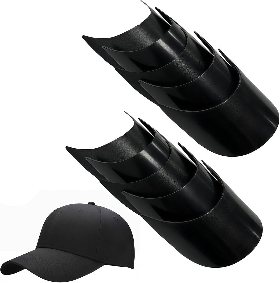 10St 18x7,6 cm Zwarte Plastic Honkbalpet Visor Inzet Tennispet Rand Vervangingsvoering Shaper Pet Accessoires voor Handwerk Naaien Petten Maken Benodigdheden