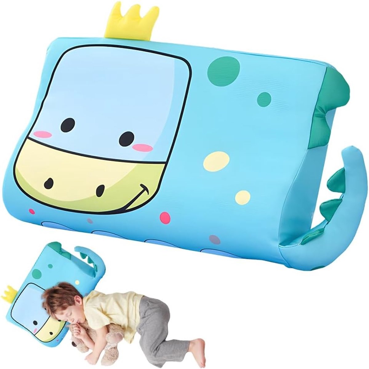 Ergonomisch Kinderkussen 46x26cm met Hoes, Geheugenfoam Kussen voor Kinderen, Ademend Comfort Kussen voor Een Betere Slaap (Dino Motief)