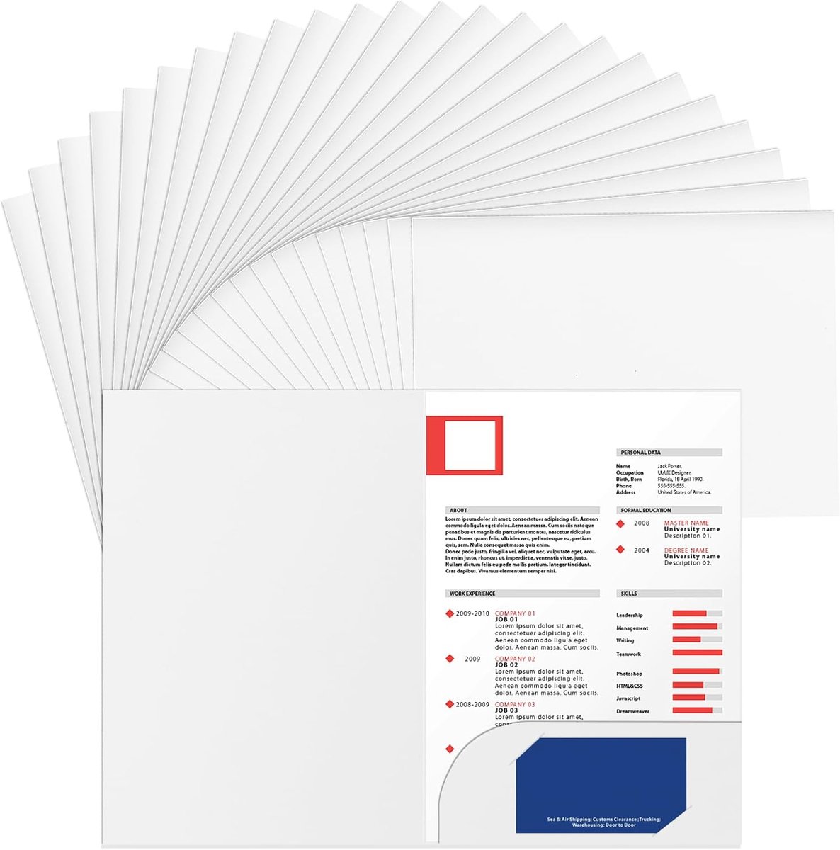 SnelShoppen - A4 Presentatiemap, 350 g/m² Kraft Papier, A4 Documentenmap met Visitekaartslot, Karton voor Vergaderingen, Witte, Stevige Map, 25 Stuks
