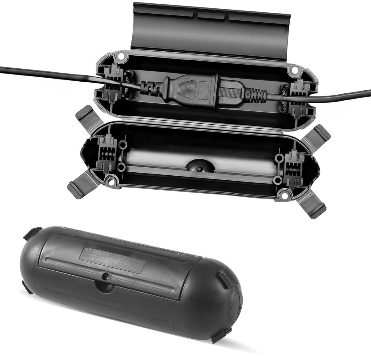 Cable Box, Pack of 2, Waterproof, Waterproof Safe Box IP44, Protective Box for Extension Cable, 21 x 7 x 7 cm, Safety - ShopVlot