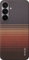 Pitaka Tactile Woven Hoesje – Geschikt voor Samsung Galaxy S25+ – Gemaakt van vliegtuigklasse aramidevezel – Ultra-dun en vederlicht – Verhoging voor camera bescherming - Oranje