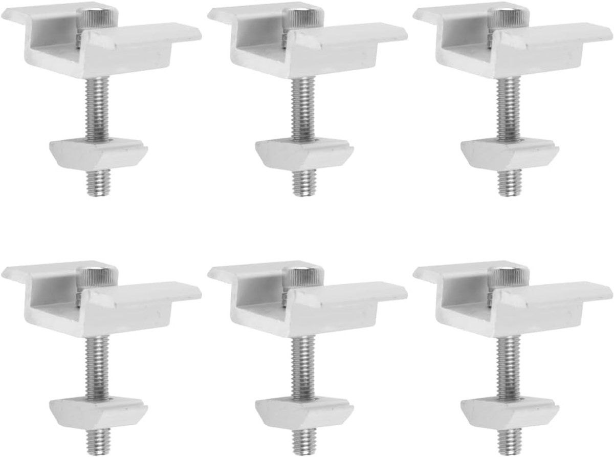 SnelShoppen - 6 Stuks Zonnepaneel Beugels Aluminium PV Module Klemmen voor 40mm Module Hoogte met M8x50mm Schroeven - Duurzaam en Corrosiebestendig