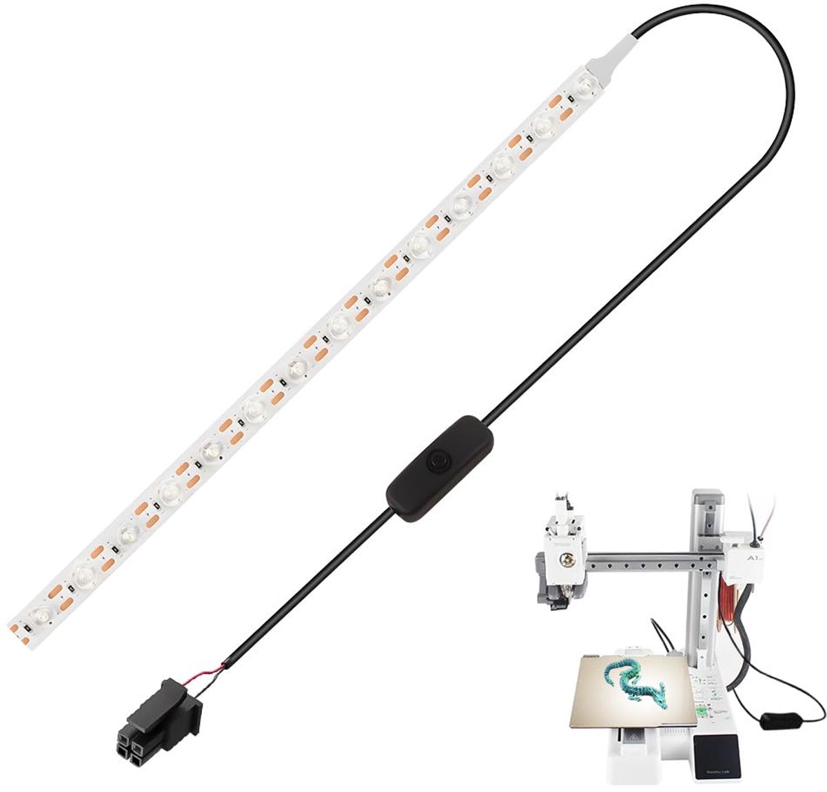 3D printer accessoires - 24V COB lichtstrip kit - LED verlichting - hoge helderheid voor Bambu Lab A1 Mini - ShopVlot