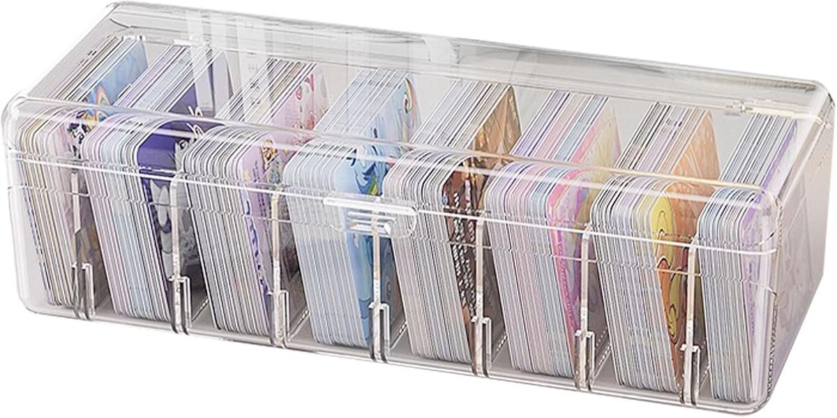 Opslagdoos voor kaarten - transparante organizer met verstelbare vakken voor het opbergen van 700 kaarten - ideal voor flashcards en visitekaartjes