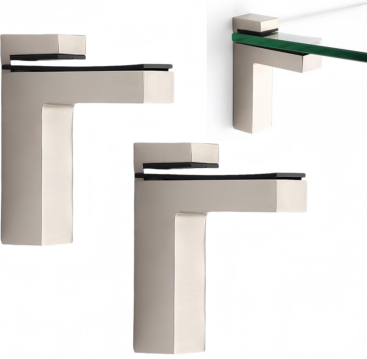 SnelShoppen - 2 Stuks Glas Klemmen, Verstelbare Klemhouder, Roestvrij Staal, Plankhouder, Badkamer Planksteun voor 3-24 mm Dikke Glas, Acrylaat en Hou