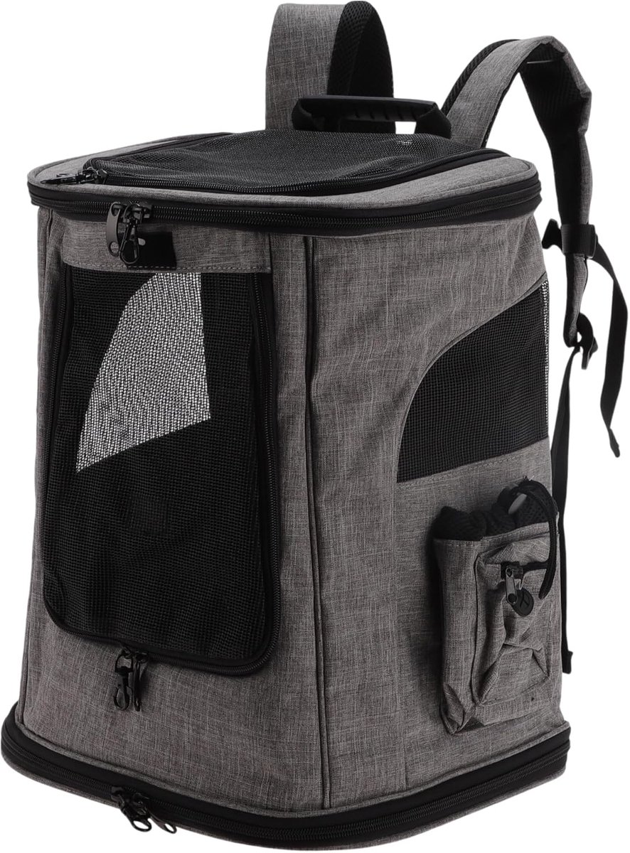 SnelShoppen - Draagbare Stalen Frame Rugzak voor Katten en Kleine Honden, Grijs - Duurzaam, Compact, Ideaal voor Reizen, Wandelen en Avonturen