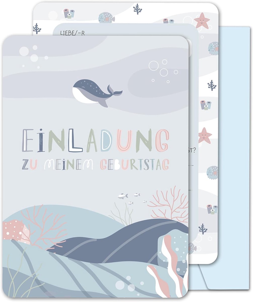 SnelShoppen - 13 Kinderen Verjaardagsuitnodigingen met Vormige Enveloppen, Kleurrijke Feestuitnodigingen, 105 x 148 mm, Uitnodigingen voor Kinderen vo