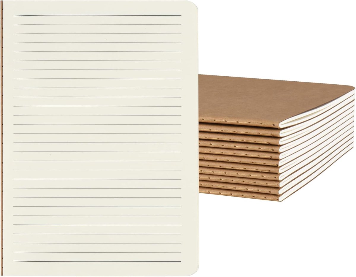 SnelShoppen - A5 Gelijnde Notitieboeken Set van 12 - 60 Pagina's per Blok - 80 gsm - Perfect voor Notities, Tekenen, School, Kantoor en Creatieve Proj
